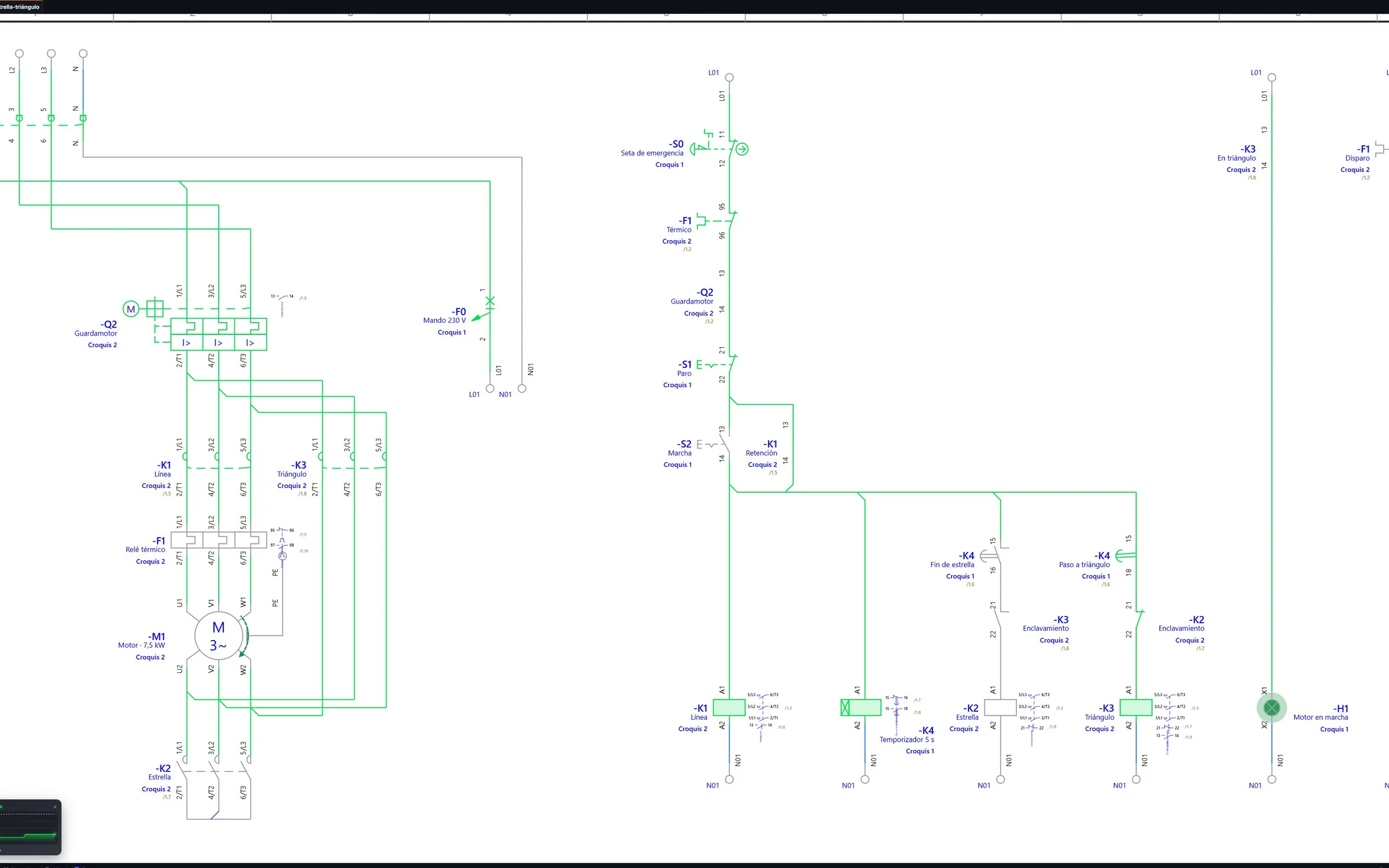 PLC & Electric: o esquema de um arranque estrela-triângulo a simular